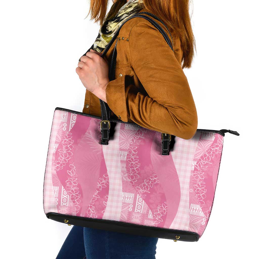 Polynesian Tribal Pattern Patchwork Picturesque Leather Tote Bag Rose Pink LT7 Rose Pink - Polynesian Pride