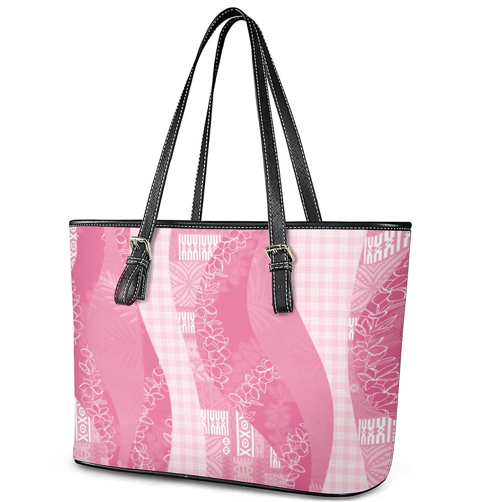 Polynesian Tribal Pattern Patchwork Picturesque Leather Tote Bag Rose Pink LT7 - Polynesian Pride
