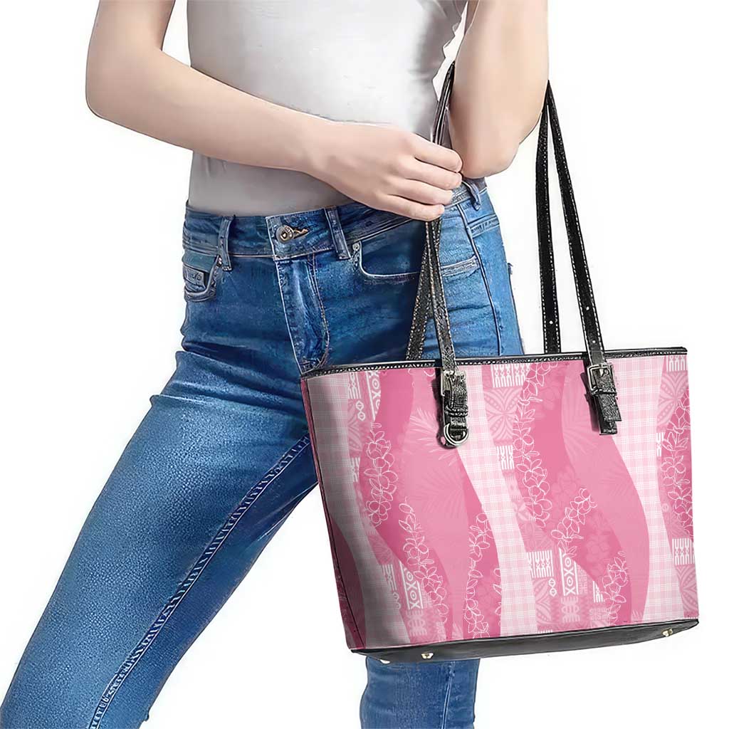 Polynesian Tribal Pattern Patchwork Picturesque Leather Tote Bag Rose Pink LT7 - Polynesian Pride