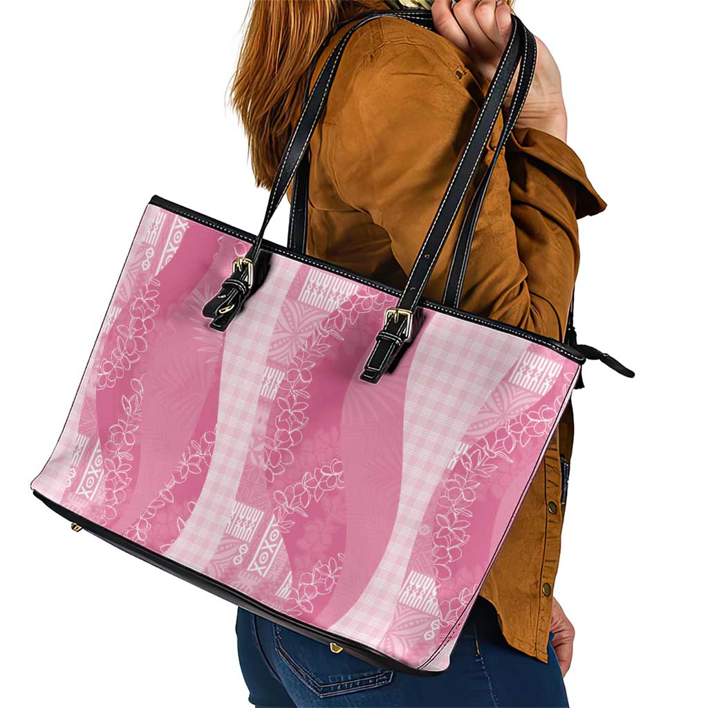 Polynesian Tribal Pattern Patchwork Picturesque Leather Tote Bag Rose Pink LT7 - Polynesian Pride