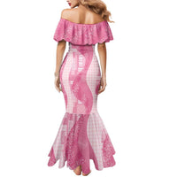 Polynesian Tribal Pattern Patchwork Picturesque Mermaid Dress Rose Pink LT7 - Polynesian Pride