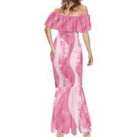Polynesian Tribal Pattern Patchwork Picturesque Mermaid Dress Rose Pink LT7 - Polynesian Pride