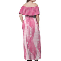 Polynesian Tribal Pattern Patchwork Picturesque Off Shoulder Maxi Dress Rose Pink LT7 - Polynesian Pride