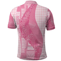 Polynesian Tribal Pattern Patchwork Picturesque Polo Shirt Rose Pink LT7 - Polynesian Pride