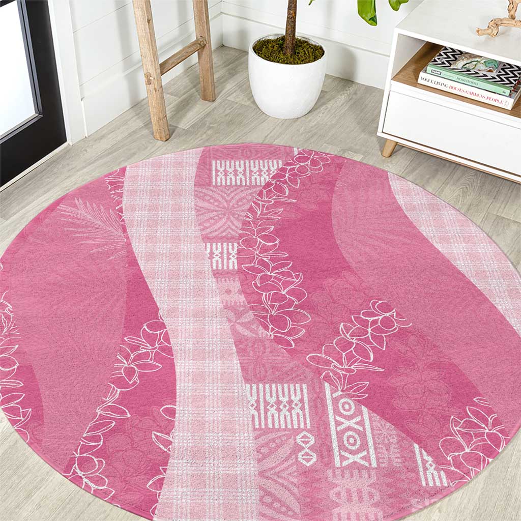 Polynesian Tribal Pattern Patchwork Picturesque Round Carpet Rose Pink LT7 Rose Pink - Polynesian Pride