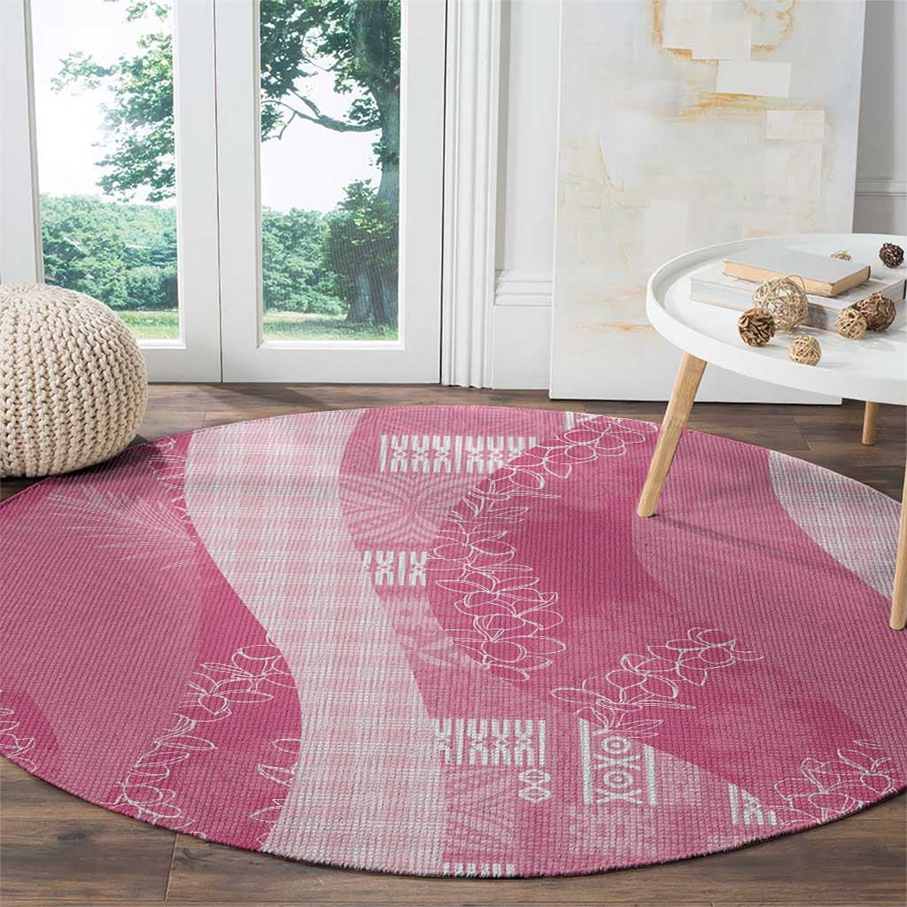 Polynesian Tribal Pattern Patchwork Picturesque Round Carpet Rose Pink LT7 - Polynesian Pride