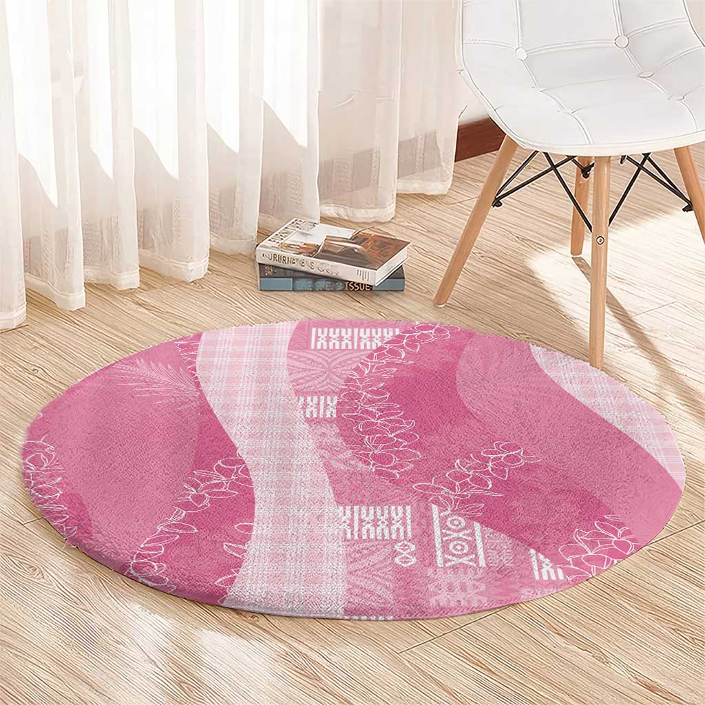 Polynesian Tribal Pattern Patchwork Picturesque Round Carpet Rose Pink LT7 - Polynesian Pride