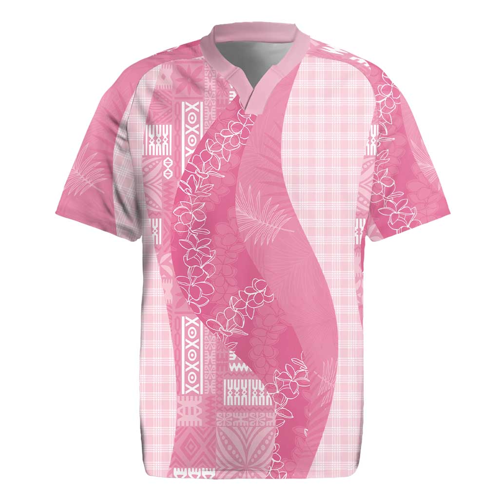 Polynesian Tribal Pattern Patchwork Picturesque Rugby Jersey Rose Pink LT7 Rose Pink - Polynesian Pride