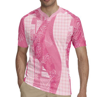 Polynesian Tribal Pattern Patchwork Picturesque Rugby Jersey Rose Pink LT7 - Polynesian Pride