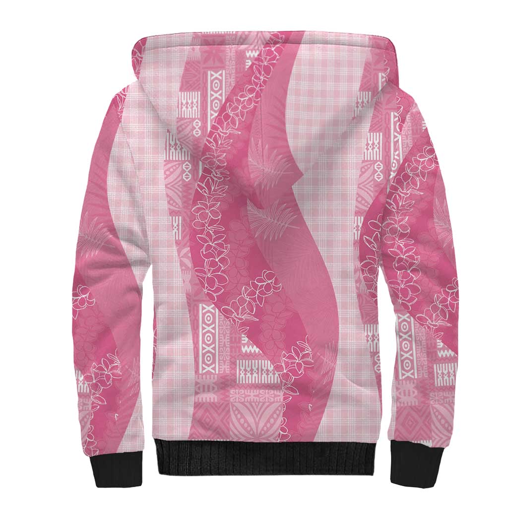 Polynesian Tribal Pattern Patchwork Picturesque Sherpa Hoodie Rose Pink LT7 - Polynesian Pride
