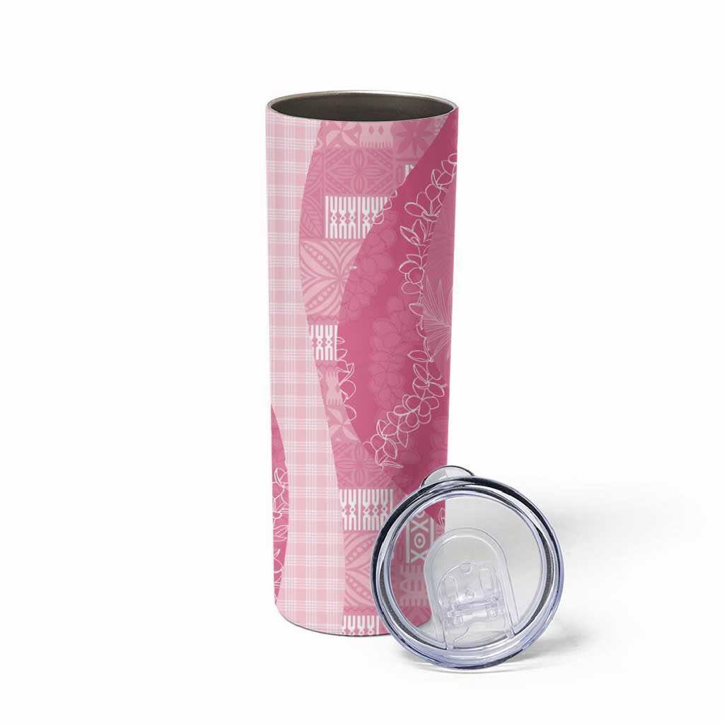 Polynesian Tribal Pattern Patchwork Picturesque Skinny Tumbler Rose Pink LT7 - Polynesian Pride