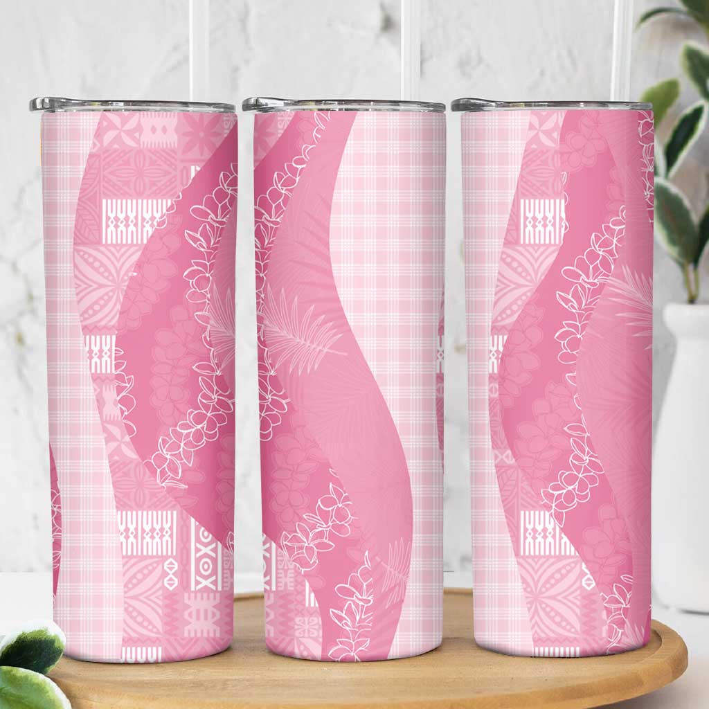Polynesian Tribal Pattern Patchwork Picturesque Skinny Tumbler Rose Pink LT7 - Polynesian Pride