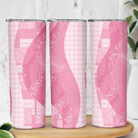 Polynesian Tribal Pattern Patchwork Picturesque Skinny Tumbler Rose Pink LT7 - Polynesian Pride