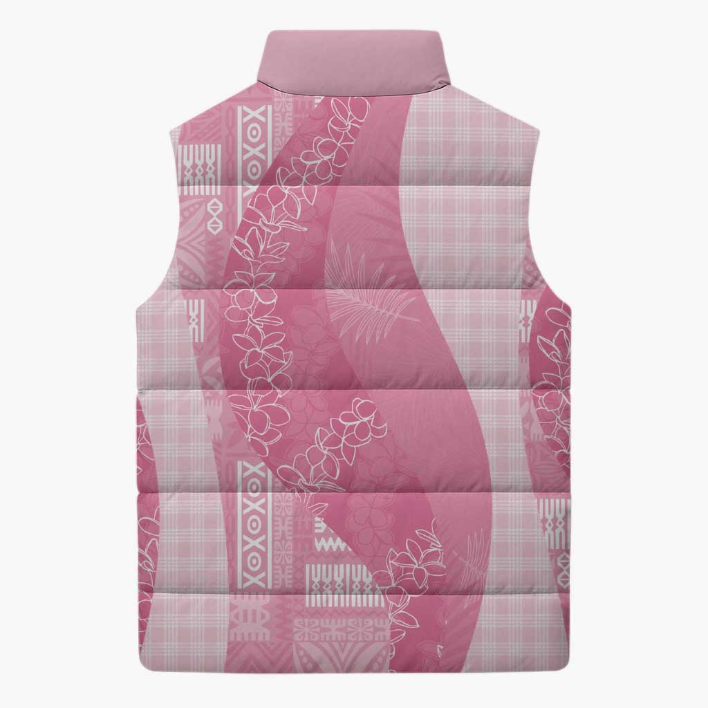 Polynesian Tribal Pattern Patchwork Picturesque Sleeveless Puffer Jacket Rose Pink LT7 - Polynesian Pride