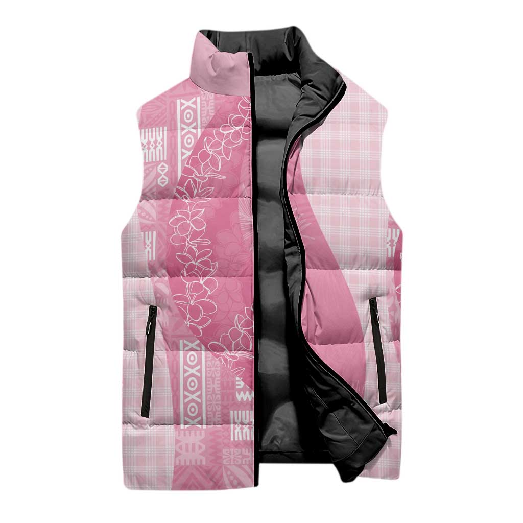Polynesian Tribal Pattern Patchwork Picturesque Sleeveless Puffer Jacket Rose Pink LT7 - Polynesian Pride