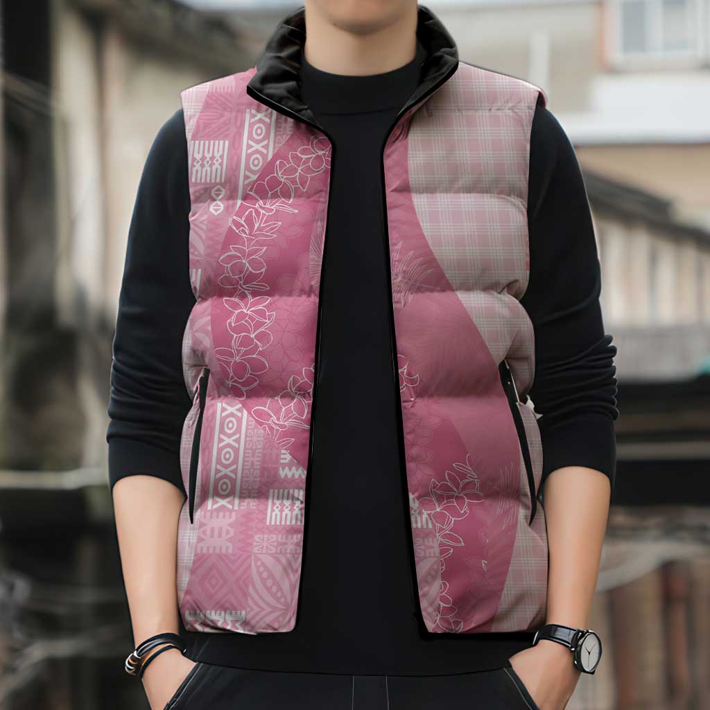 Polynesian Tribal Pattern Patchwork Picturesque Sleeveless Puffer Jacket Rose Pink LT7 - Polynesian Pride