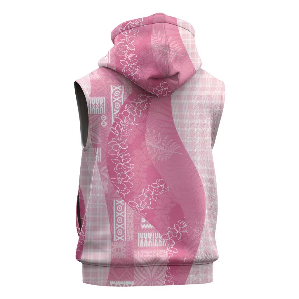 Polynesian Tribal Pattern Patchwork Picturesque Sleeveless Zip Hoodie Rose Pink LT7 - Polynesian Pride