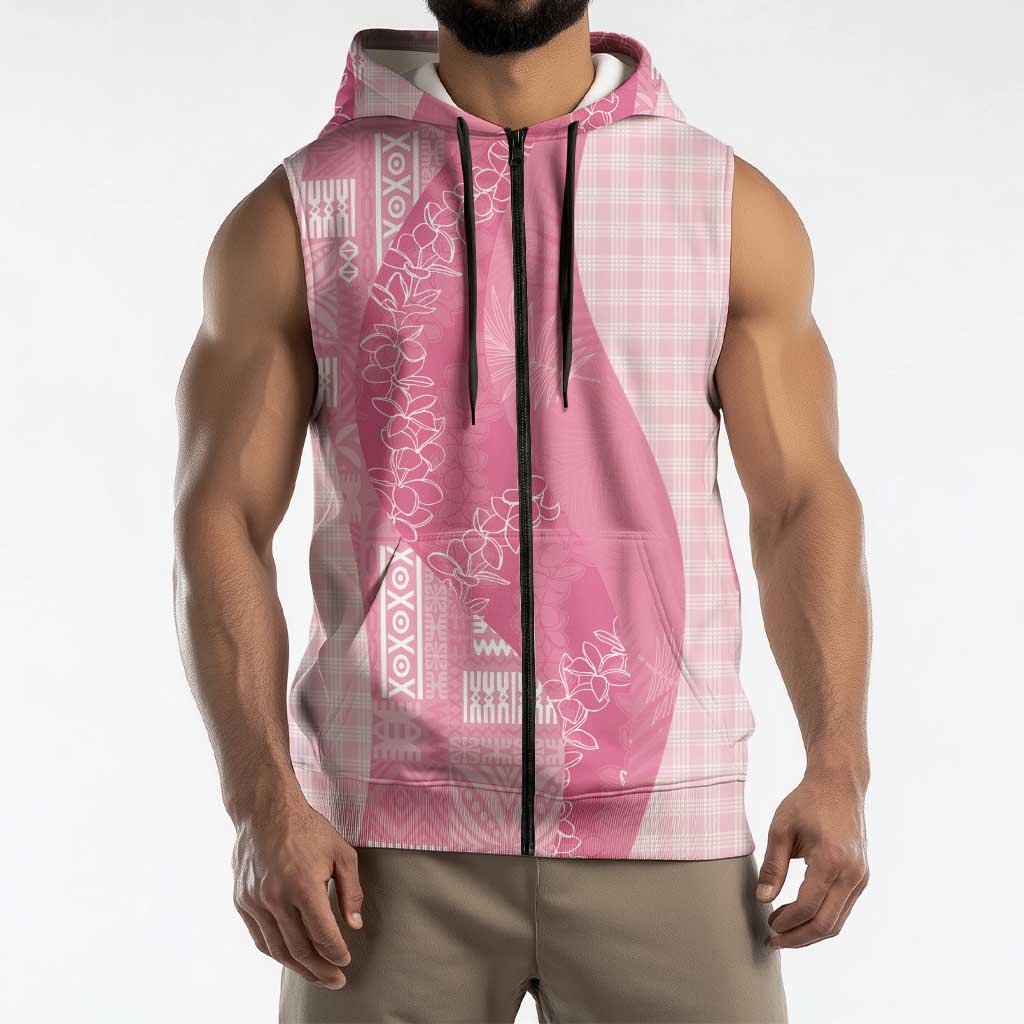 Polynesian Tribal Pattern Patchwork Picturesque Sleeveless Zip Hoodie Rose Pink LT7 - Polynesian Pride