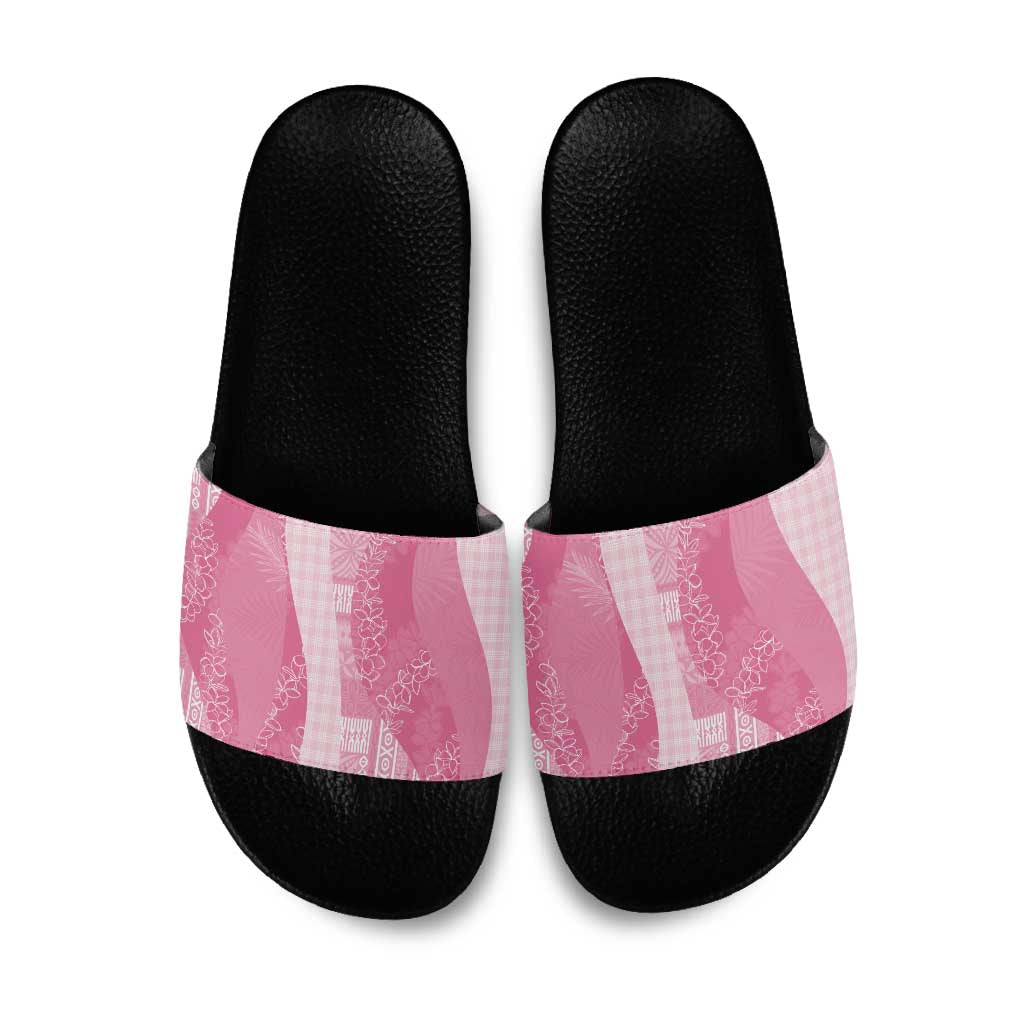 Polynesian Tribal Pattern Patchwork Picturesque Slide Sandals Rose Pink LT7 Rose Pink - Polynesian Pride