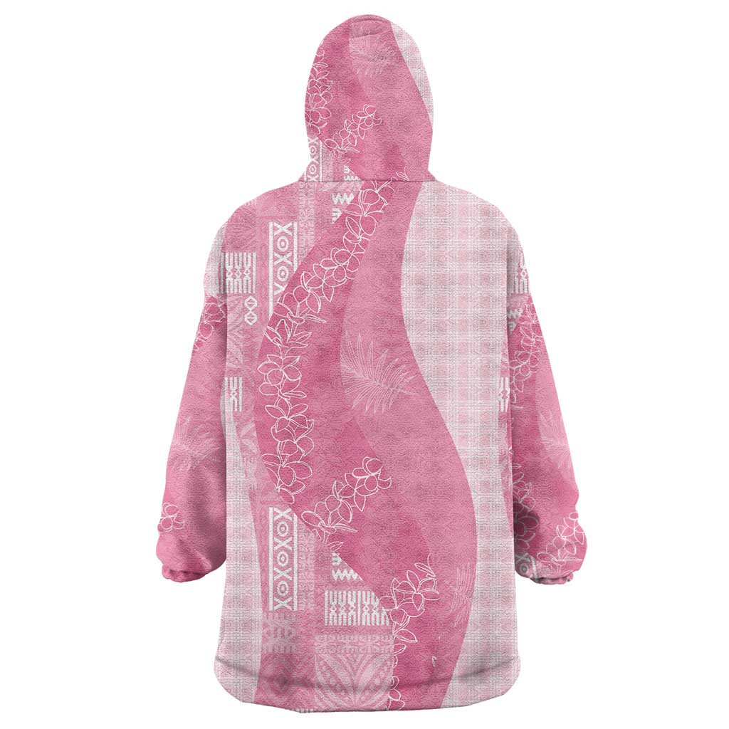 Polynesian Tribal Pattern Patchwork Picturesque Wearable Blanket Hoodie Rose Pink