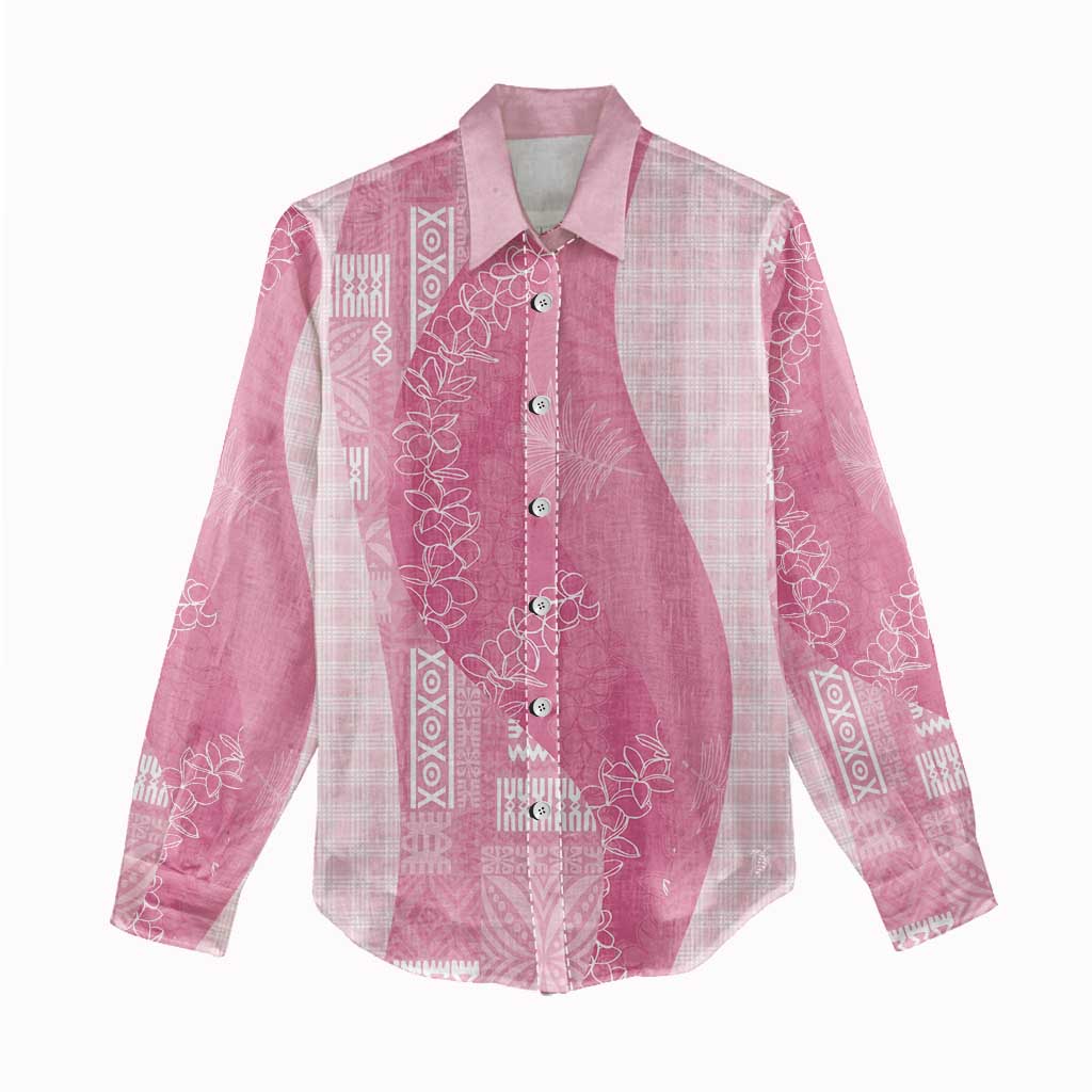 Polynesian Tribal Pattern Patchwork Picturesque Women Casual Shirt Rose Pink LT7 - Polynesian Pride
