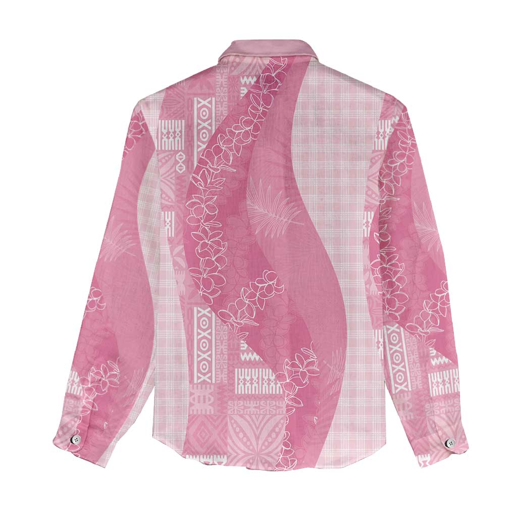Polynesian Tribal Pattern Patchwork Picturesque Women Casual Shirt Rose Pink LT7 - Polynesian Pride