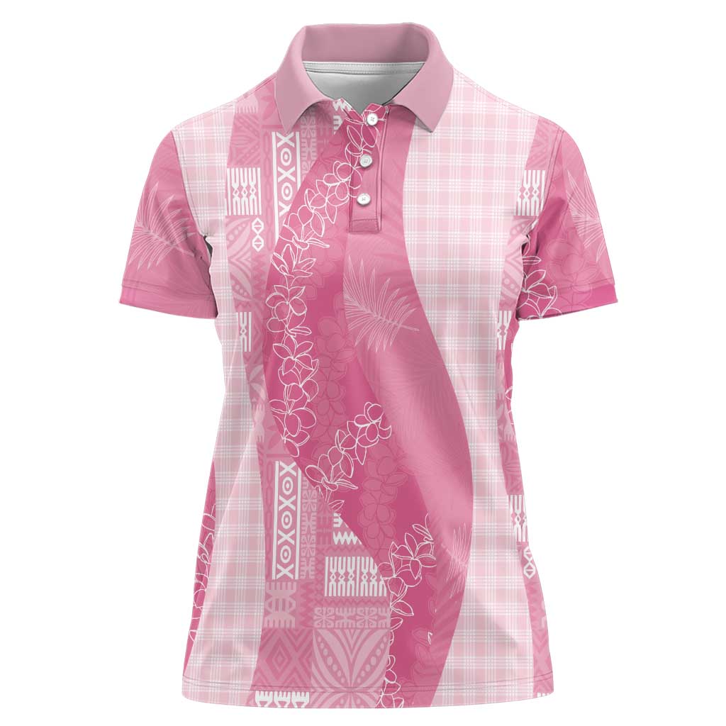 Polynesian Tribal Pattern Patchwork Picturesque Women Polo Shirt Rose Pink LT7 Female Rose Pink - Polynesian Pride