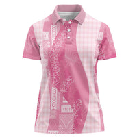 Polynesian Tribal Pattern Patchwork Picturesque Women Polo Shirt Rose Pink LT7 Female Rose Pink - Polynesian Pride