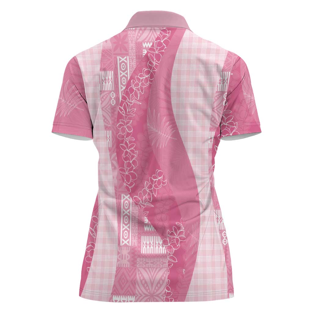 Polynesian Tribal Pattern Patchwork Picturesque Women Polo Shirt Rose Pink LT7 - Polynesian Pride