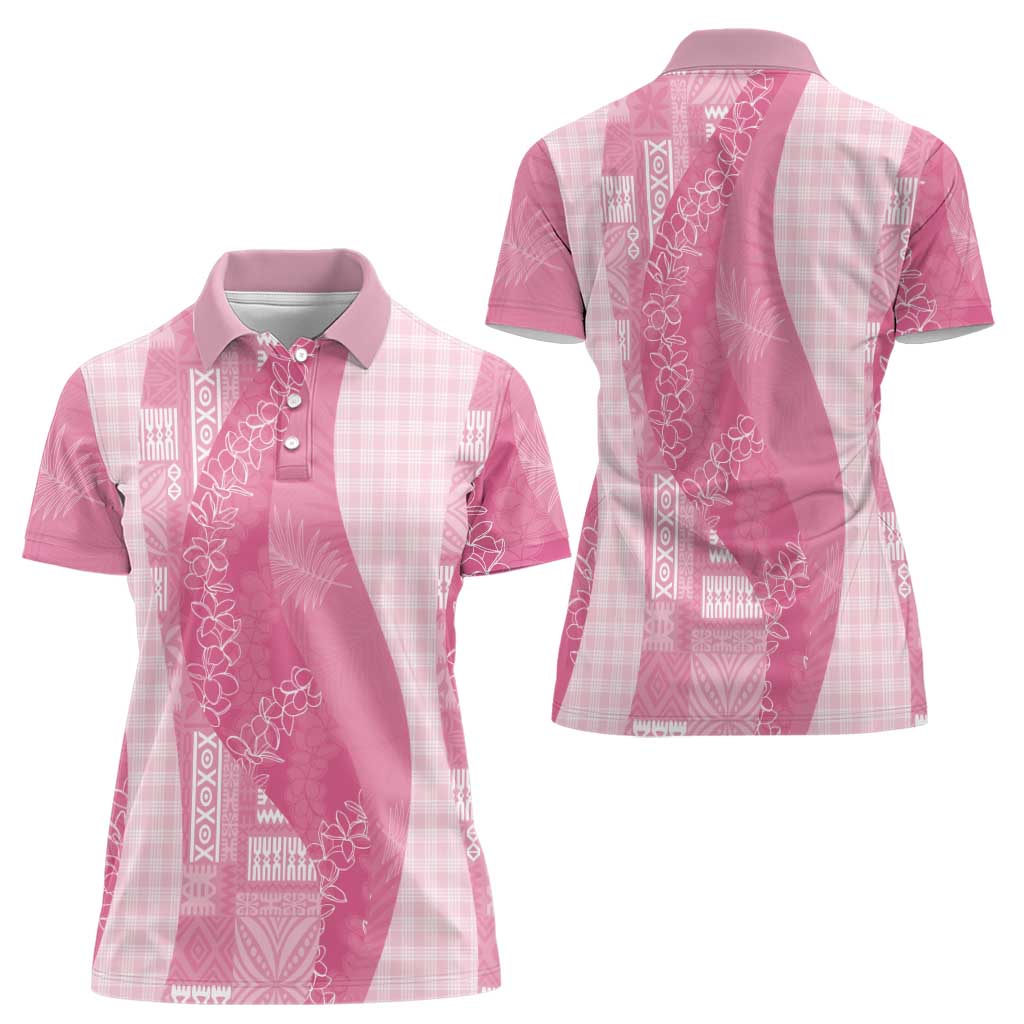 Polynesian Tribal Pattern Patchwork Picturesque Women Polo Shirt Rose Pink LT7 - Polynesian Pride