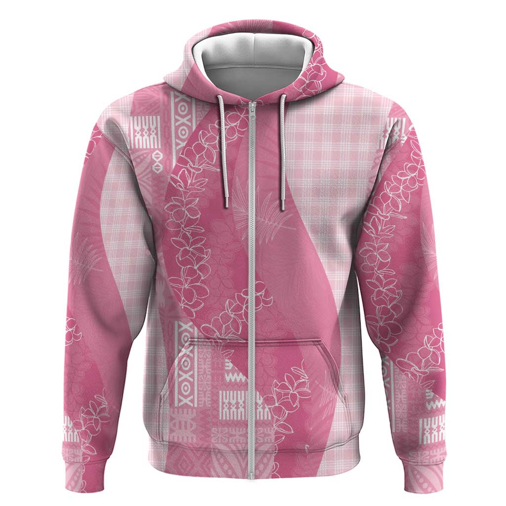 Polynesian Tribal Pattern Patchwork Picturesque Zip Hoodie Rose Pink LT7 Zip Hoodie Rose Pink - Polynesian Pride