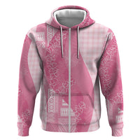 Polynesian Tribal Pattern Patchwork Picturesque Zip Hoodie Rose Pink LT7 Zip Hoodie Rose Pink - Polynesian Pride