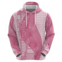 Polynesian Tribal Pattern Patchwork Picturesque Zip Hoodie Rose Pink LT7 - Polynesian Pride