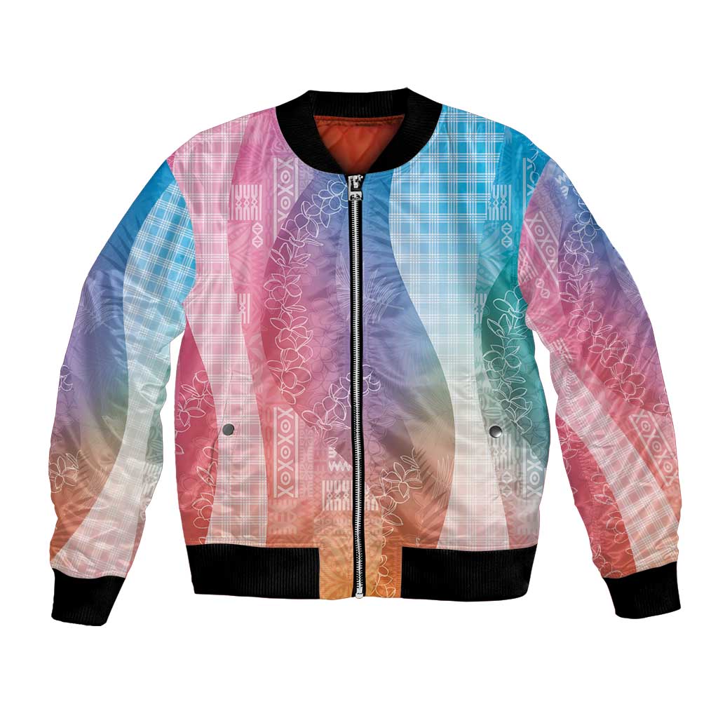 Polynesian Tribal Pattern Patchwork Picturesque Bomber Jacket Holographic LT7 Unisex Holographic - Polynesian Pride