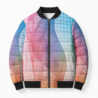 Polynesian Tribal Pattern Patchwork Picturesque Bomber Puffer Jacket Holographic LT7 Unisex Holographic - Polynesian Pride
