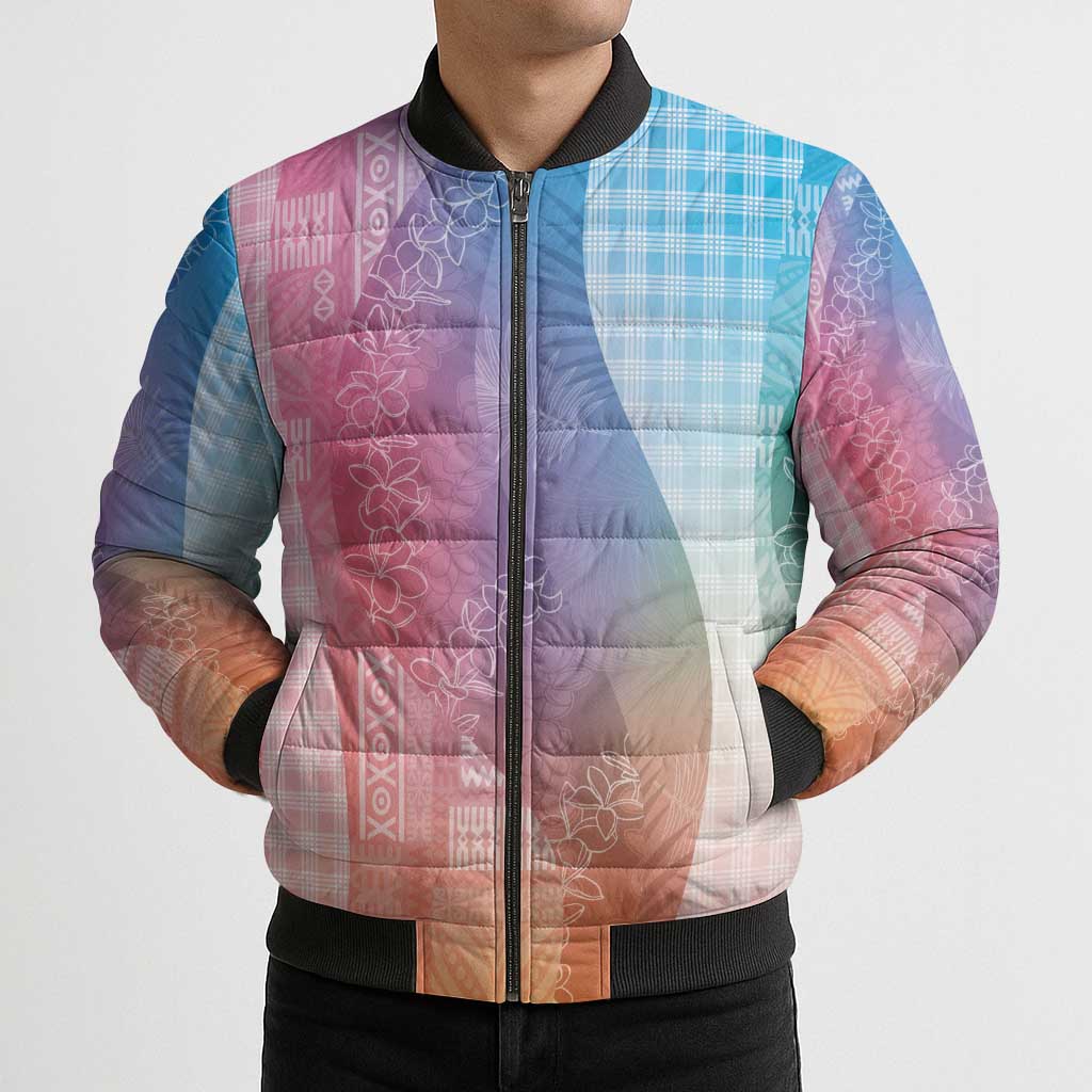 Polynesian Tribal Pattern Patchwork Picturesque Bomber Puffer Jacket Holographic LT7 - Polynesian Pride