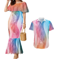 Polynesian Tribal Pattern Patchwork Picturesque Couples Matching Mermaid Dress and Hawaiian Shirt Holographic LT7 Holographic - Polynesian Pride