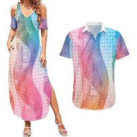 Polynesian Tribal Pattern Patchwork Picturesque Couples Matching Summer Maxi Dress and Hawaiian Shirt Holographic LT7 Holographic - Polynesian Pride