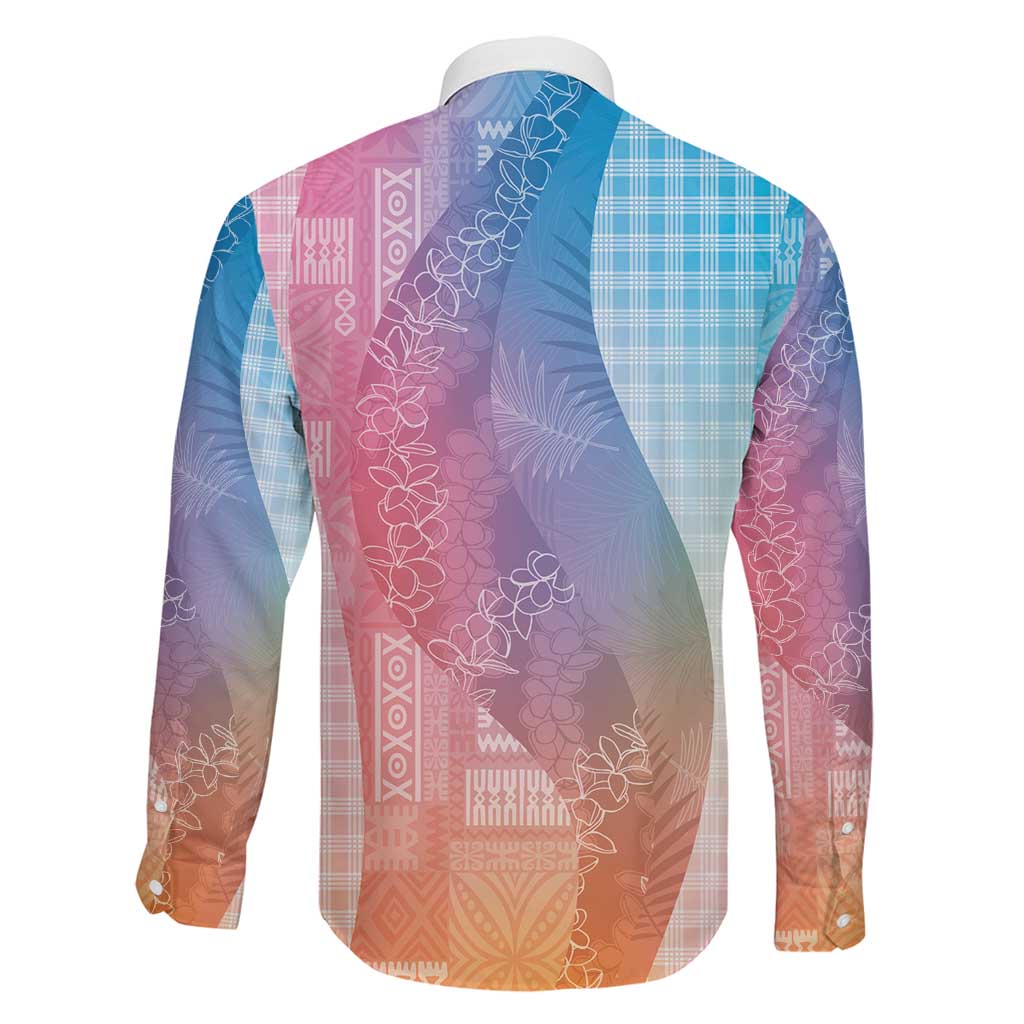 Polynesian Tribal Pattern Patchwork Picturesque Family Matching Off Shoulder Maxi Dress and Hawaiian Shirt Holographic LT7 - Polynesian Pride