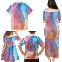 Polynesian Tribal Pattern Patchwork Picturesque Family Matching Puletasi and Hawaiian Shirt Holographic LT7 - Polynesian Pride