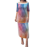 Polynesian Tribal Pattern Patchwork Picturesque Family Matching Puletasi and Hawaiian Shirt Holographic LT7 Mom's Dress Holographic - Polynesian Pride