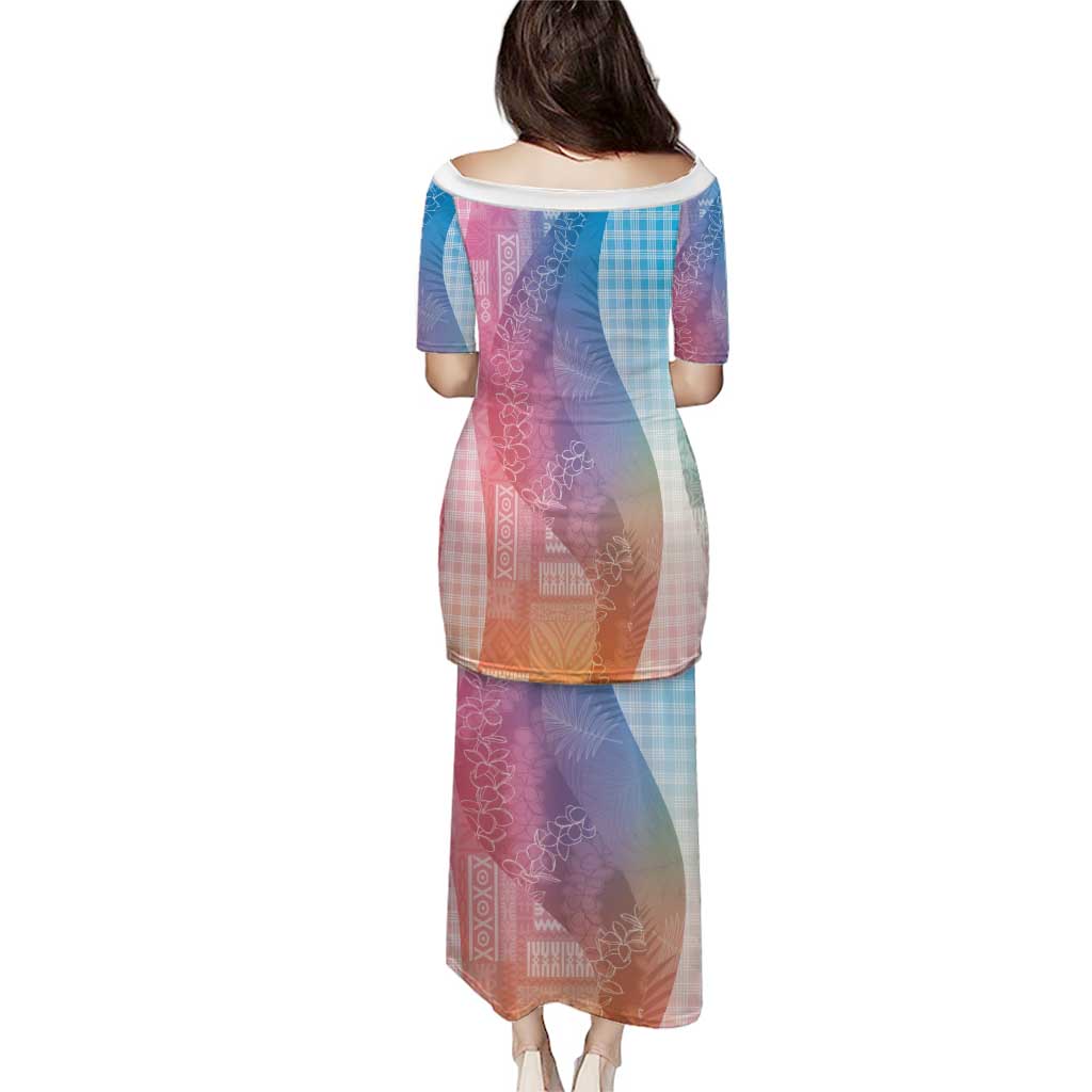 Polynesian Tribal Pattern Patchwork Picturesque Family Matching Puletasi and Hawaiian Shirt Holographic LT7 - Polynesian Pride
