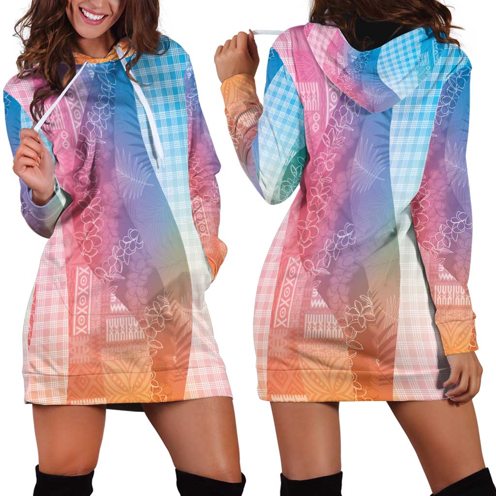 Polynesian Tribal Pattern Patchwork Picturesque Hoodie Dress Holographic LT7 - Polynesian Pride