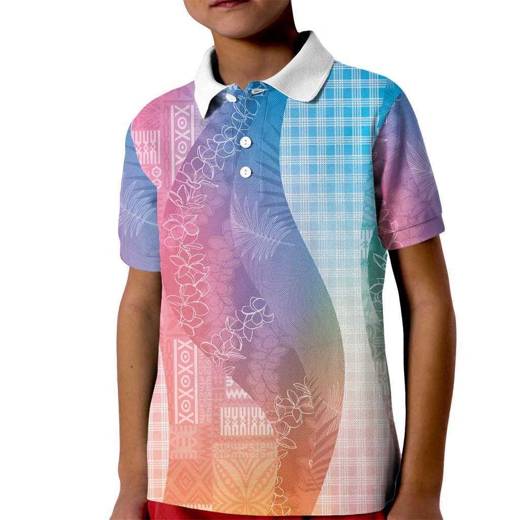 Polynesian Tribal Pattern Patchwork Picturesque Kid Polo Shirt Holographic LT7 Kid Holographic - Polynesian Pride