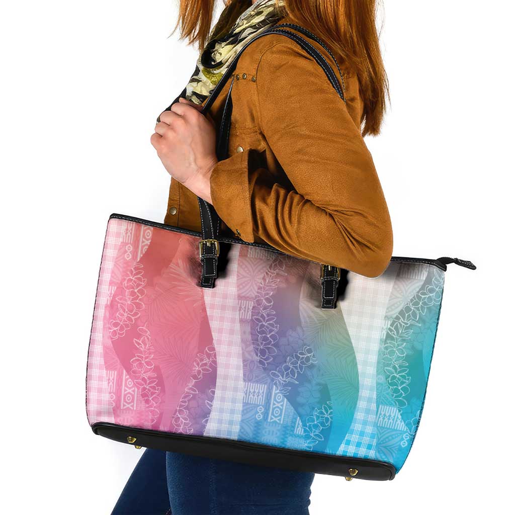 Polynesian Tribal Pattern Patchwork Picturesque Leather Tote Bag Holographic LT7 Holographic - Polynesian Pride