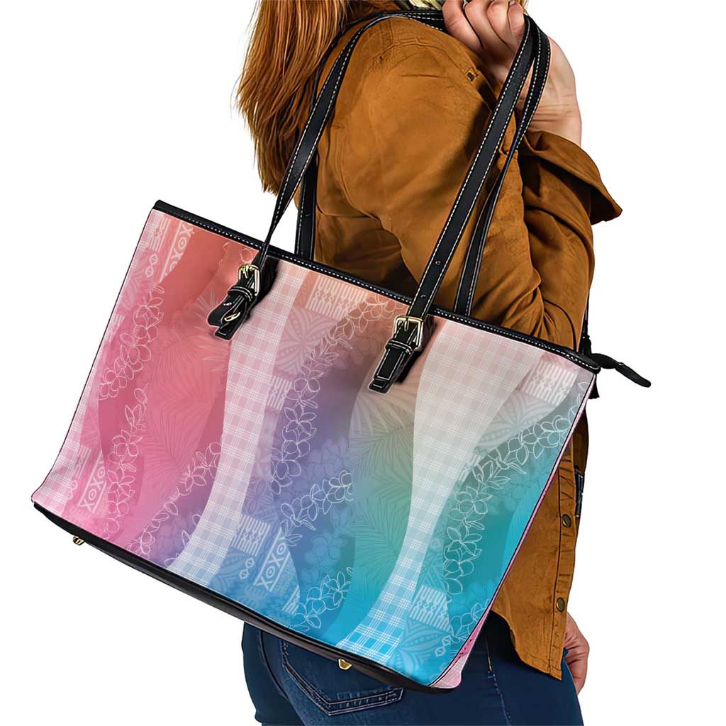 Polynesian Tribal Pattern Patchwork Picturesque Leather Tote Bag Holographic LT7 - Polynesian Pride
