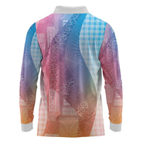 Polynesian Tribal Pattern Patchwork Picturesque Long Sleeve Polo Shirt Holographic LT7 - Polynesian Pride