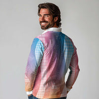 Polynesian Tribal Pattern Patchwork Picturesque Long Sleeve Polo Shirt Holographic LT7 - Polynesian Pride