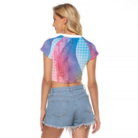 Polynesian Tribal Pattern Patchwork Picturesque Raglan Cropped T Shirt Holographic LT7 - Polynesian Pride