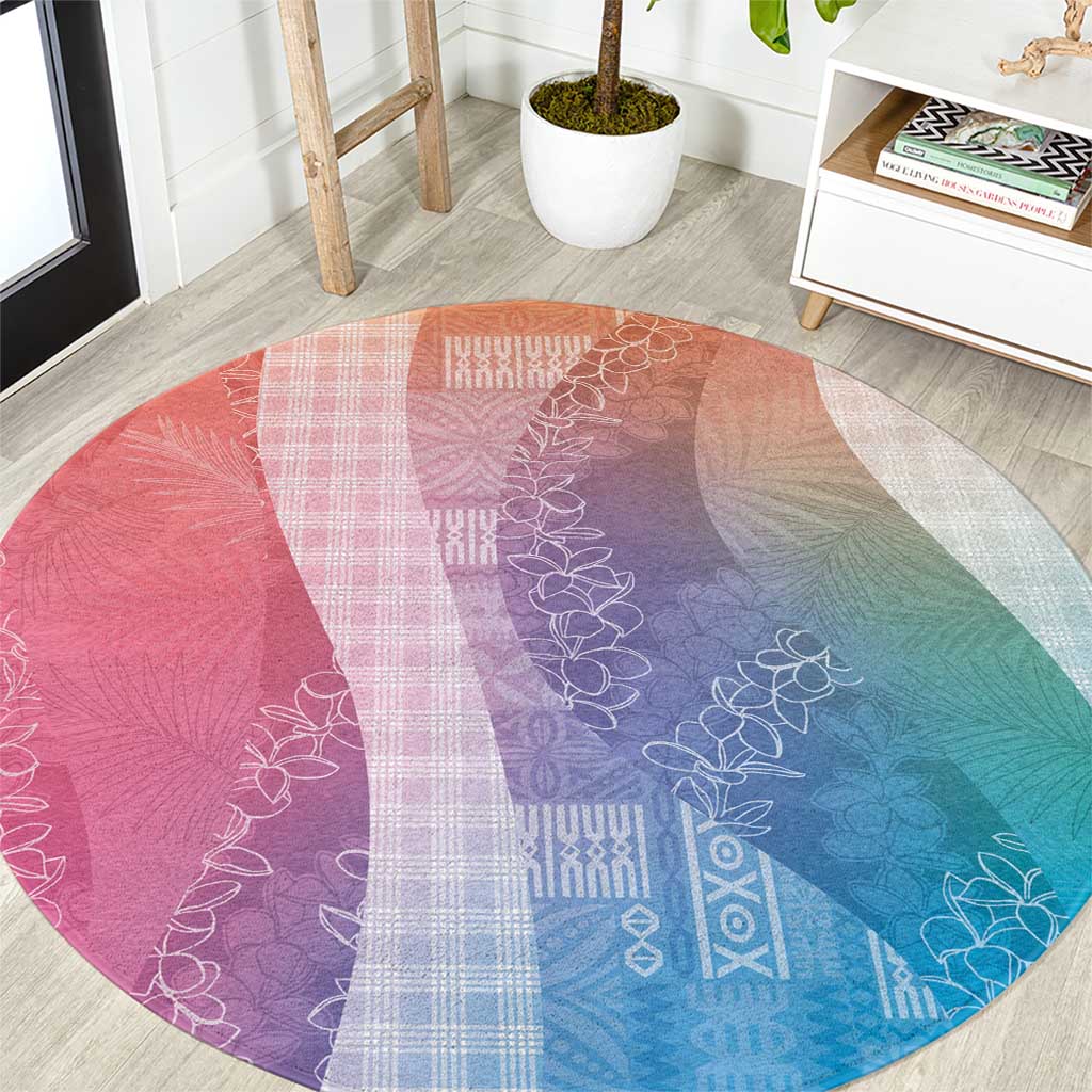 Polynesian Tribal Pattern Patchwork Picturesque Round Carpet Holographic